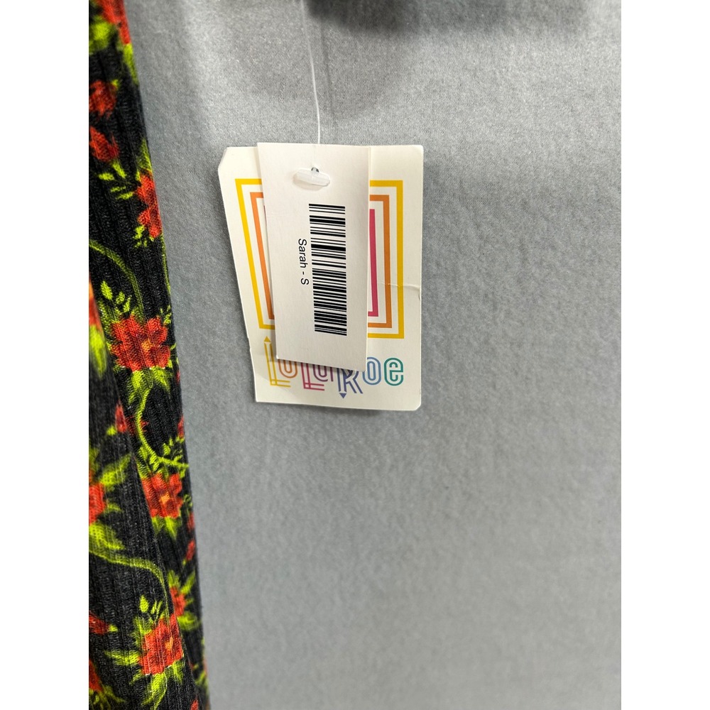 LuLaRoe Sarah Cardigan Black Small Floral Long Sleeve Open Front Pockets Ribbed - Picture 3 of 10